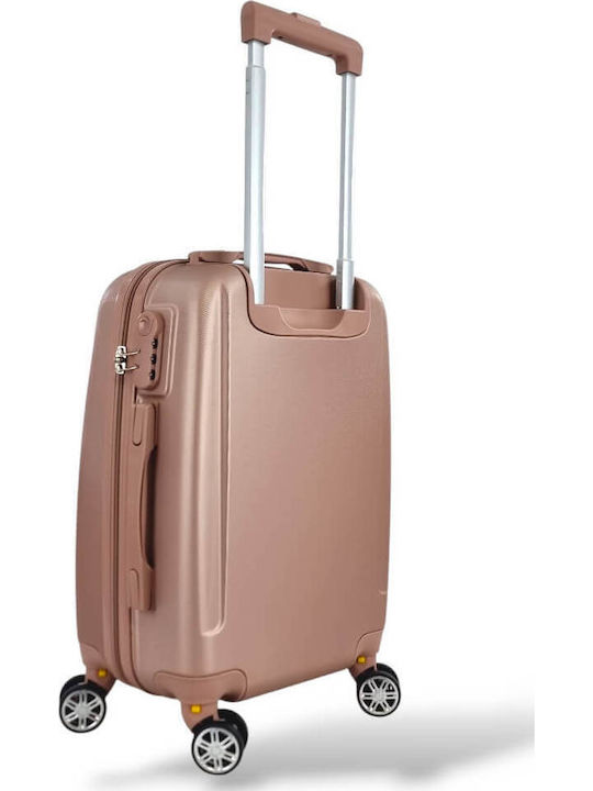 Playbags Cabin Hard Suitcase Pink Gold with 4 Wheels Height 55cm