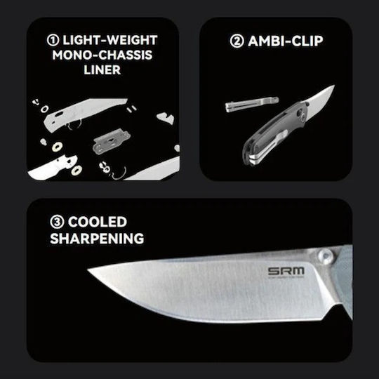 Cuțit pliabil Srm 255l-mn mâner Micarta oțel 10cr15mov