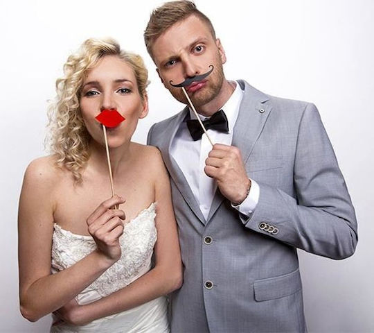 PartyDeco Photo Booth Prop for Party with Theme "Marriage" Set of 6pcs KNP7