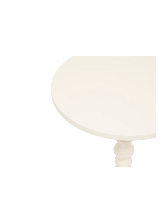 Round Side Table Alix Made of Solid Wood Ivory 38x38x50 cm