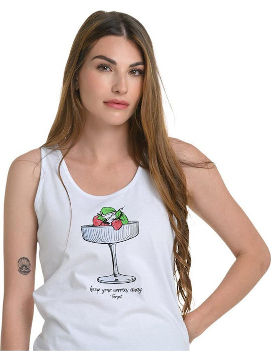 Women's Athletic Blouse Sleeveless White
