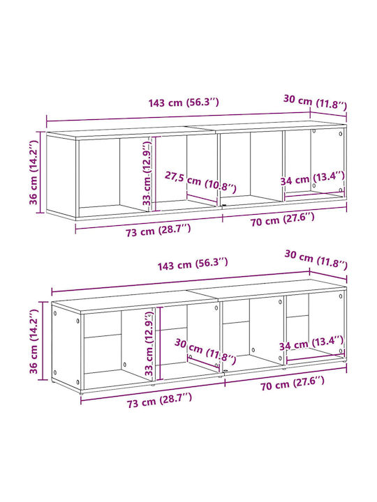 Wohnzimmer TV-Einheit Schwarz M36xB30xH143cm