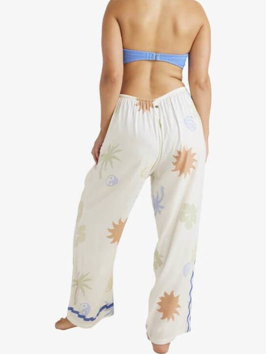 Sun Symbol Women's High-waisted Fabric Trousers with Elastic Relaxed Fit MULTI
