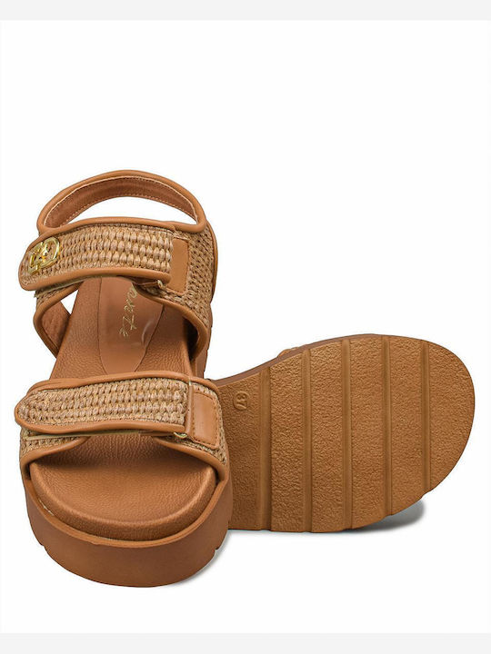 Leather Women's Flat Sandals Beige/Tan