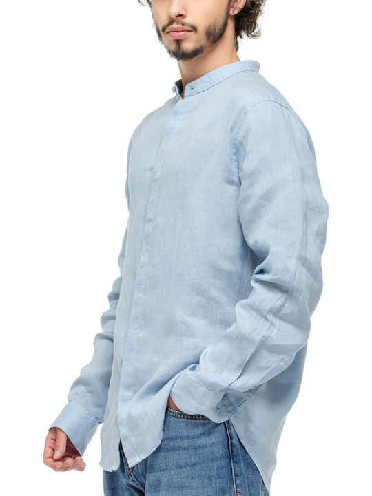 Long-sleeved Linen Shirt Sky Blue