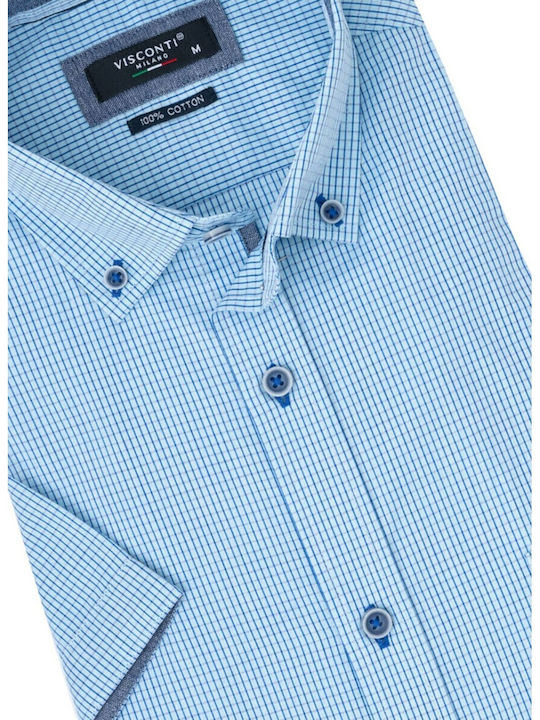 Kurzärmlig Hemd Geprüft Light Blue