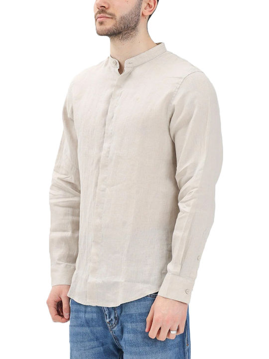 Long-sleeved Linen Shirt Brown