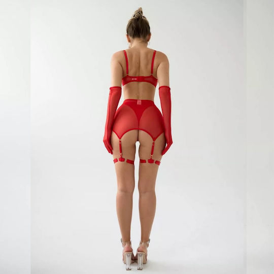 Rina Lingerie Set Heart Design Chains Lace Garters