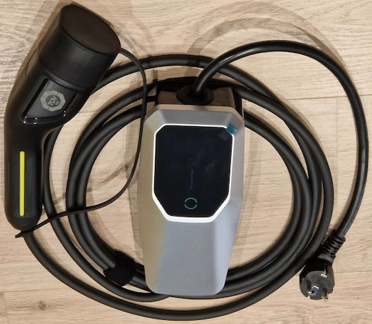 Schuko Type 2 Electric Car Charging Cable 6-16a 3.6kw 4 Meters Ip56 Led Screen Time Delay Grey Black