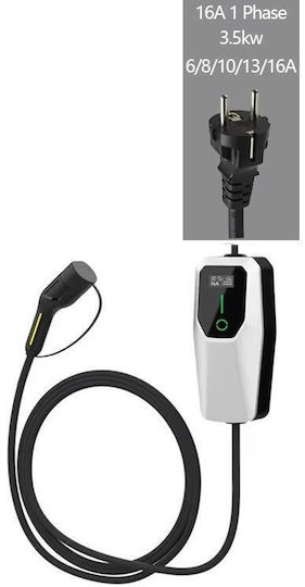 Schuko Type 2 Electric Car Charging Cable 6-16a 3.6kw 4 Meters Ip56 Led Screen Time Delay Grey Black