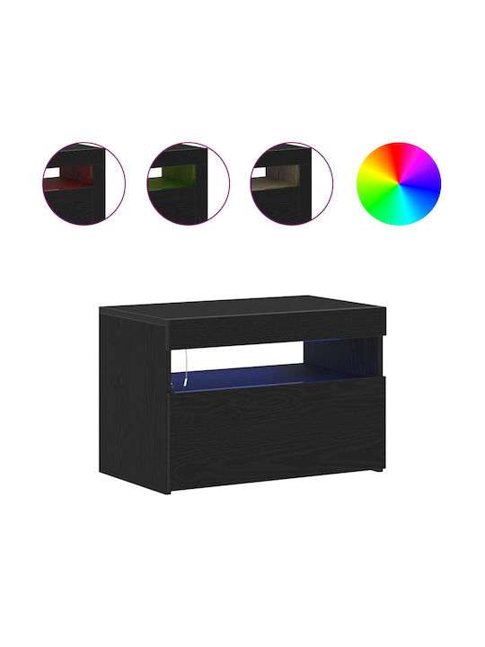 Wooden Bedside Table Black Oak 60x35x40cm