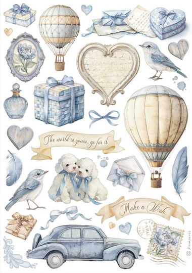 Set of 6 Decoupage Rice Papers Stamperia 21x29cm A4 Timeless