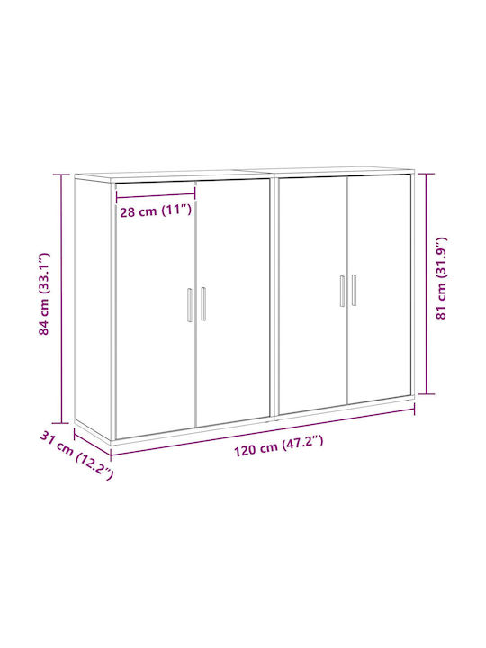 Office Storage Chipboard Cabinet Oak L60xW31xH84cm