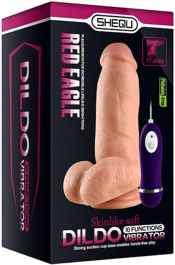 Shequ Red Eagle Realistic Vibrator with Remote Control 17cm Flesh