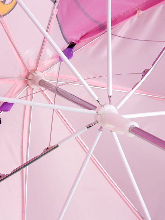 Relaxdays Kids Curved Handle Umbrella with Diameter 68cm Pink