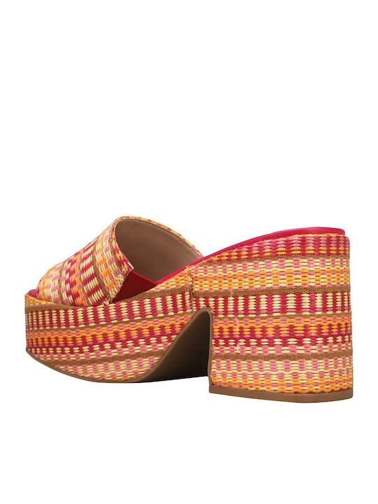 Mules with Chunky High Heel in Beige Color
