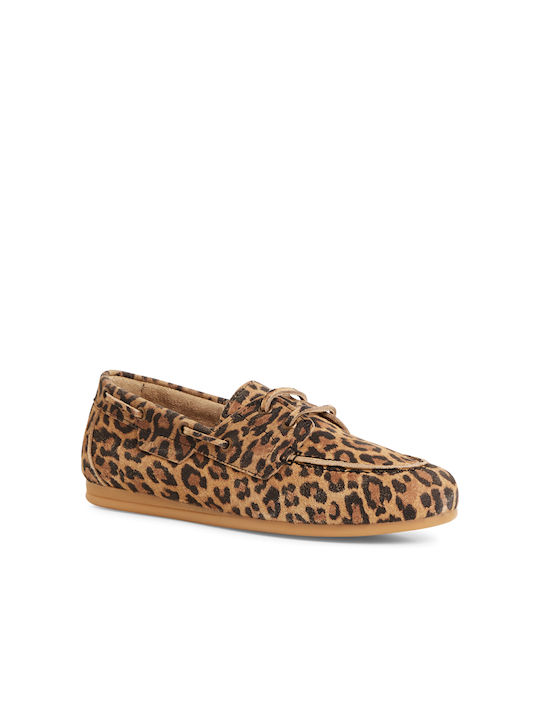 Leather Women's Loafers in Brown Color