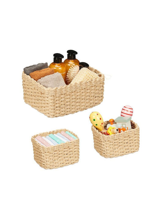 Relaxdays Storage Basket Wicker Brown 3pcs