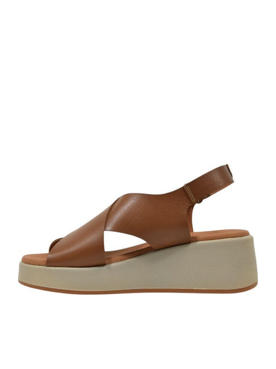 Women's Leather Platform Shoes Tabac Brown