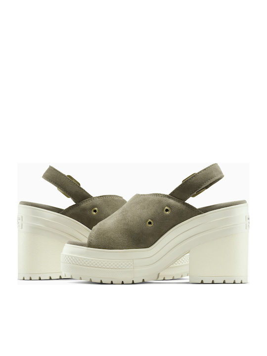 Chuck 70 De Luxe Heel Mule Mule cu Gros cu gleznă înaltă Toc în Culoare Verde