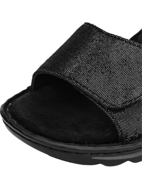 Leather Women's Flat Sandals Anatomic in Black Color