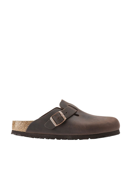 Birkenstock Boston Habana Men's Leather Anatomic Clogs Brown