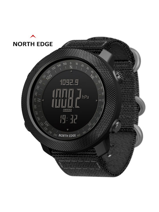 North Edge Digital Ceas Bărbătesc Baterie cu Neagră Curea din Material Textil