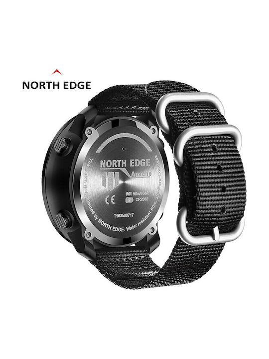 North Edge Digital Ceas Bărbătesc Baterie cu Neagră Curea din Material Textil