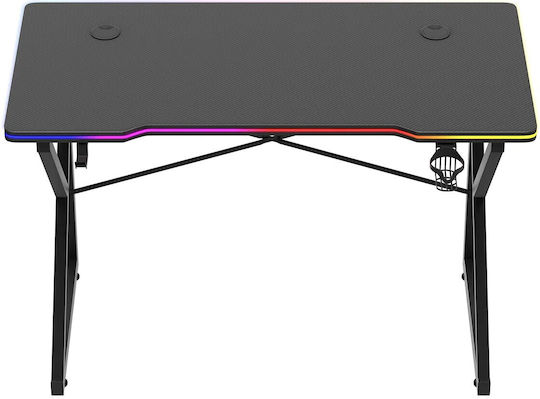 Геймърско Бюро Hero Дървено Черно С LED 120x60x75см