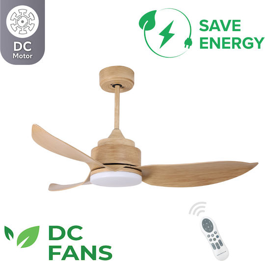 Telemax 46-YJ356 Ceiling Fan 117cm With Oak Light Fixture
