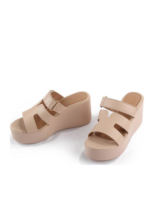 Damenplattformen Beige