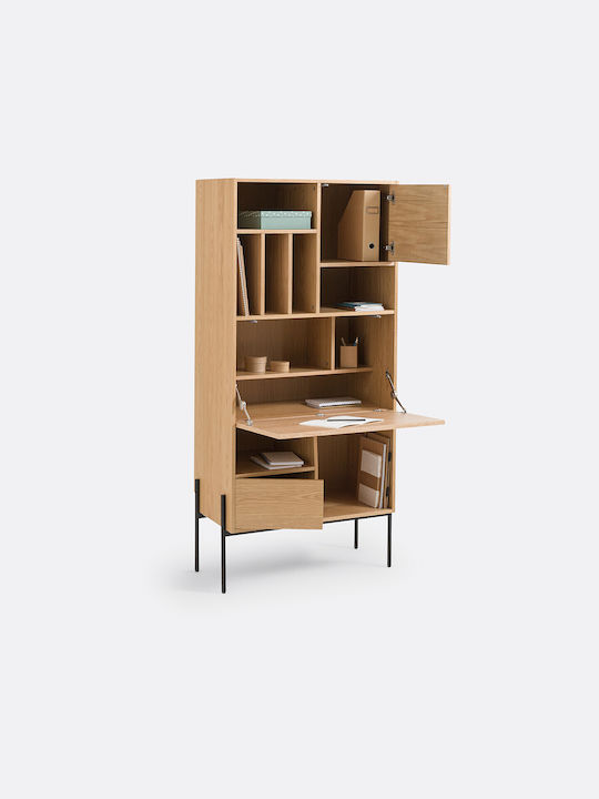 Sekretärin-Schreibtisch Holz Beige mit Metallbeinen 84x45x177cm