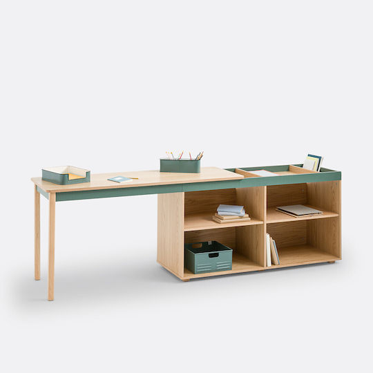 Ecke Schreibtisch Holz Grün 150x140x76cm