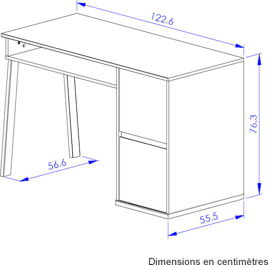 Desk Larvik Wooden Blond Oak / Blue 123x56x77cm