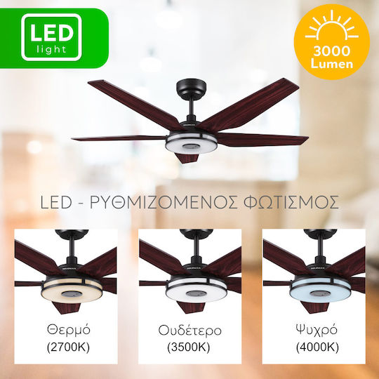 Telemax CES565SL Ceiling Fan 142cm With Light Brown / Black