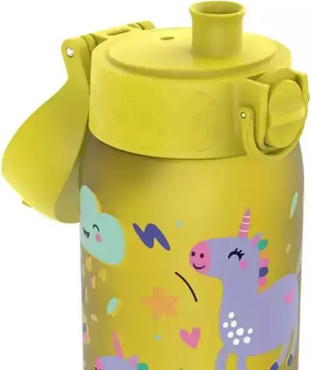 Ion8 Ion8 Kunststoff Kinder Trinkflasche Einhörner mit Stroh Gelb 350ml