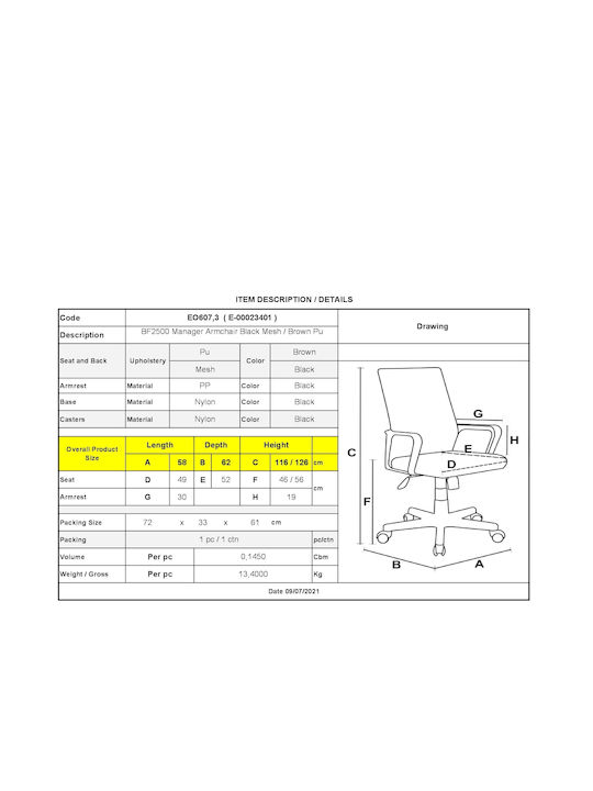Woodwell Bf2500 Scaun De Birou De Director Cu Inclinare Negru - Maro