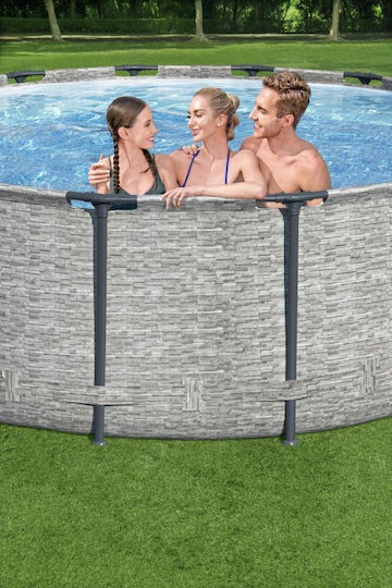 Bestway Скръгъл Басейн PVC 15.232л с Метална Рамка 427x122см Сив
