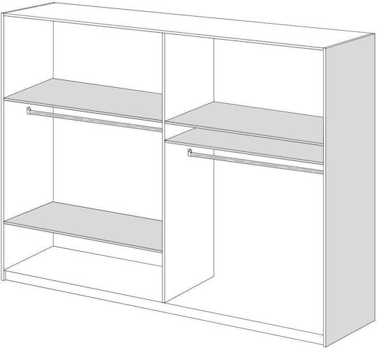 Четири врати Гардероб Пепелник 182x60x220см