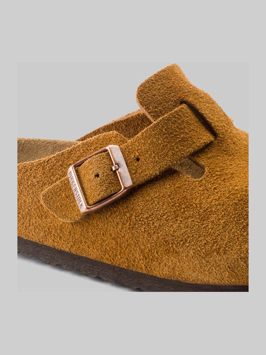 Suede Mules με Τακούνι σε Καφέ Χρώμα