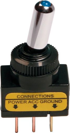 Lampa Push-Pull Switch Διακόπτης On/Off Αυτοκινήτου με Μπλε Led 12V Universal Μαύρο