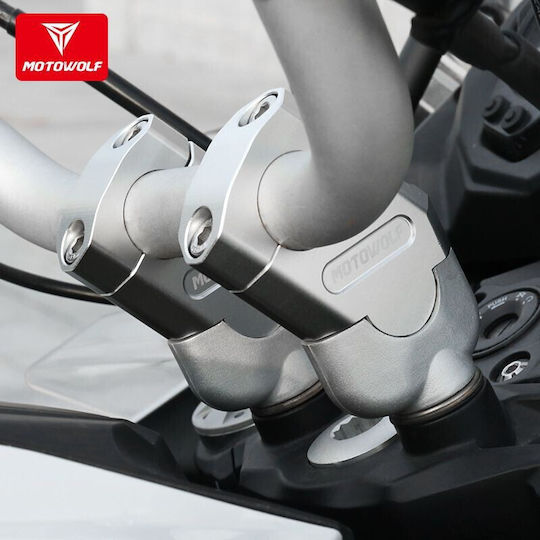 Motowolf Motorcycle Handlebar Risers 5cm Φ22mm 3517mdl Silver