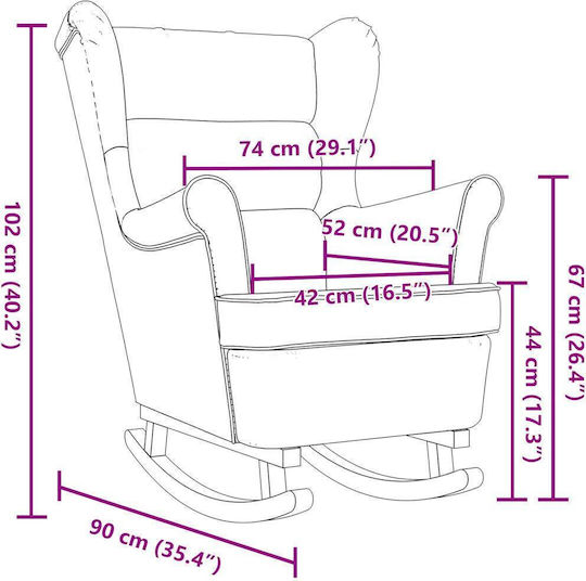 Rocking Armchair Wine Red 74x90x102cm