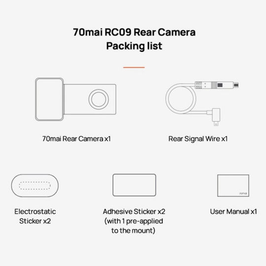 70Mai RC09 Wireless Car Reverse Camera with Night Vision for A400 Dash Cam