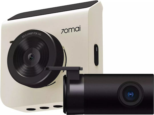 70Mai A400 & RC09 Сет Автомобилна DVR камера 1296P с дисплей 2" за Паркет със смукателна чаша & Камера за задно виждане Бял