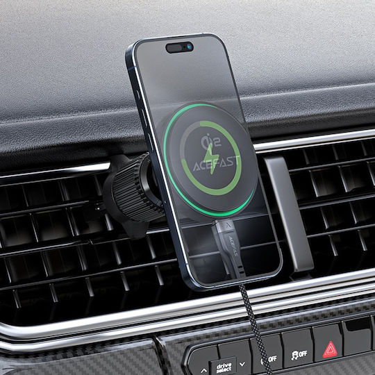 Acefast Suport Auto pentru Telefon cu magnet și Încărcare Wireless Neagră