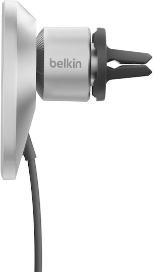 Belkin Βάση Κινητού Αυτοκινήτου με Μαγνήτη και Ασύρματη Φόρτιση Ασημί