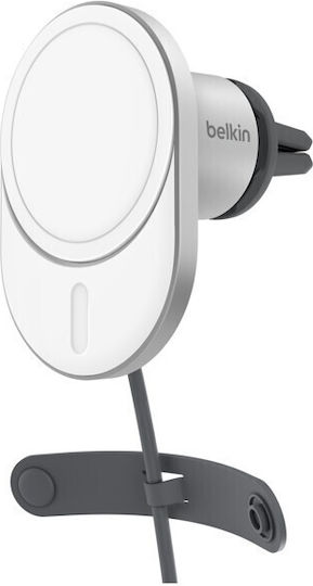 Belkin Βάση Κινητού Αυτοκινήτου με Μαγνήτη και Ασύρματη Φόρτιση Ασημί