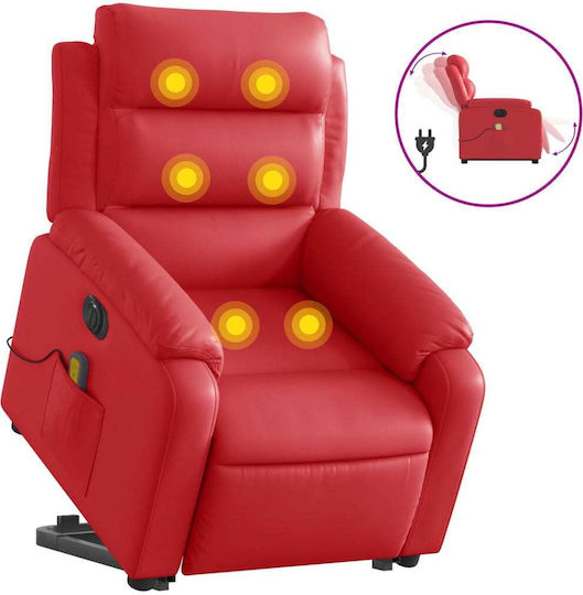 Πολυθρόνα Relax Massage με Υποπόδιο από Δερματίνη Κόκκινο 75x92.5x100cm