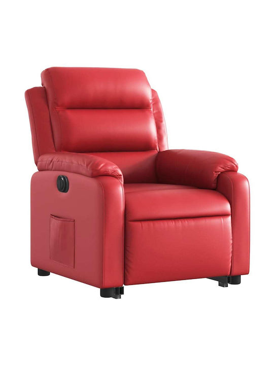 Fotoliu Relax cu Puf din Piele Ecologică Roșu 75x92.5x100cm
